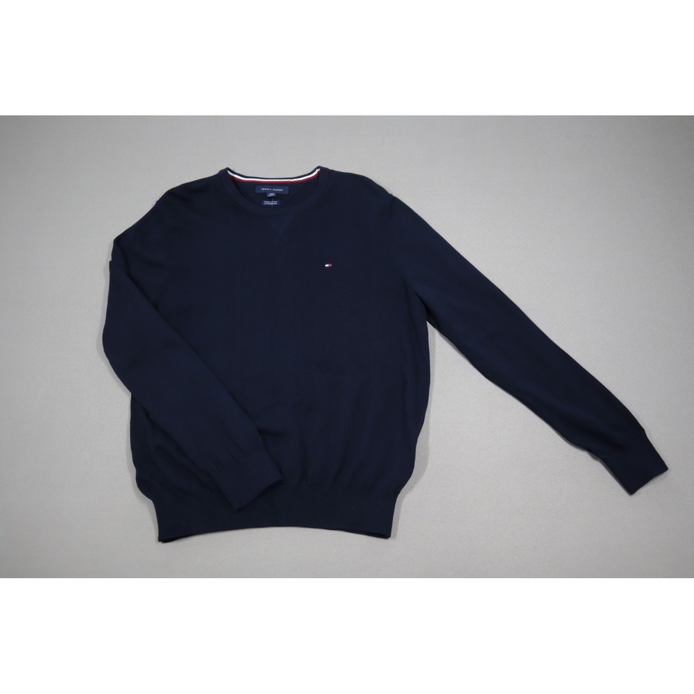 Tommy Hilfiger Men's Signature Solid‎ Crew Neck Sweater - Navy - Size L